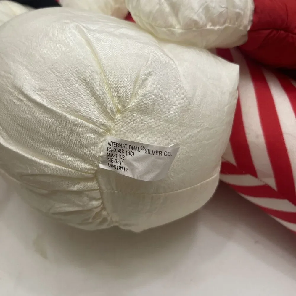 2 Vtg Inter. Silver Co Christmas Plush Parachute Nylon Santa Snowman 19” Hanging